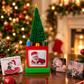 Silk green Christmas Tree Memory Cube with interchangeable photo magnets.