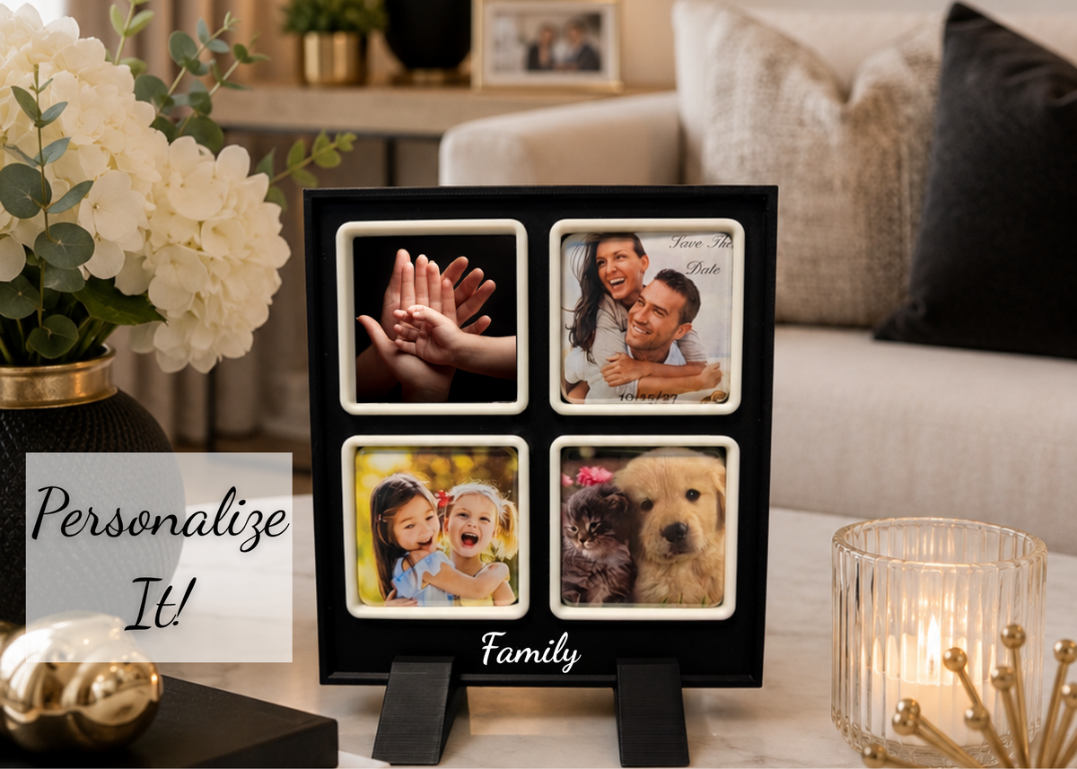 Black Customized Square Frame Photo Magnet Display